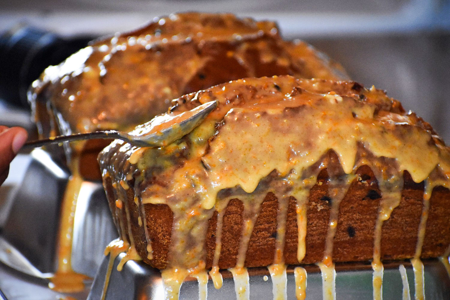 Chocolate Chip Pumpkin Loaf with a Spiced Orange Glaze