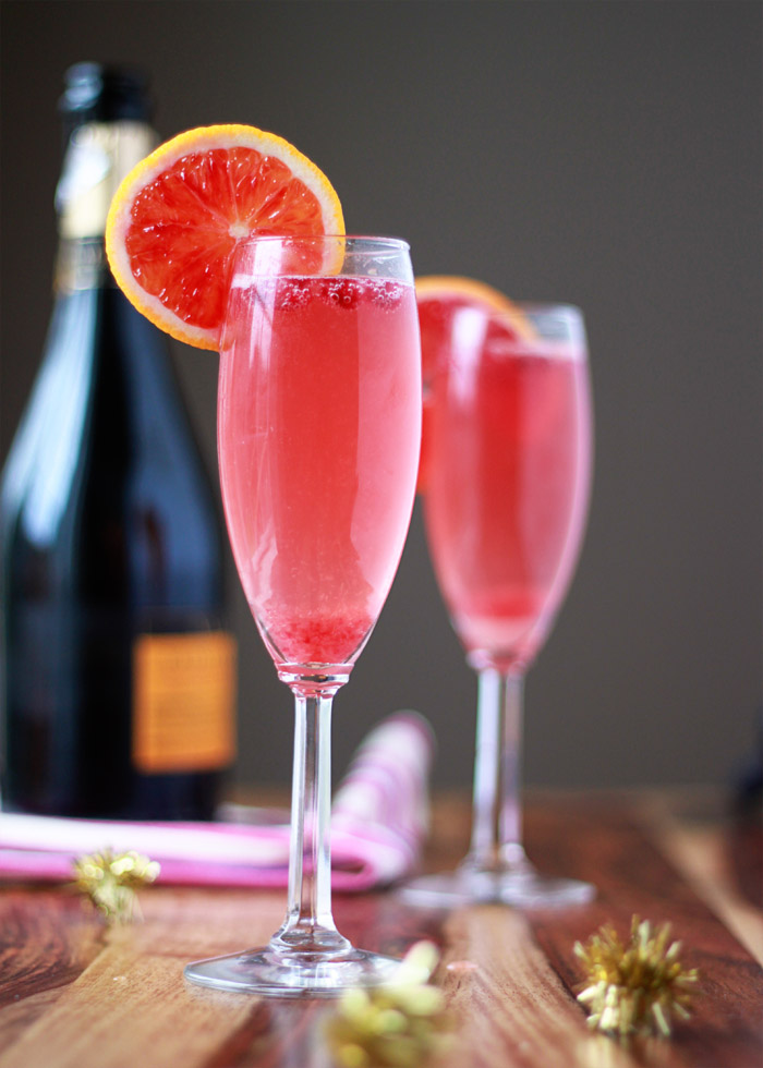 Blood Orange & Pomegranate Champagne Cocktails 